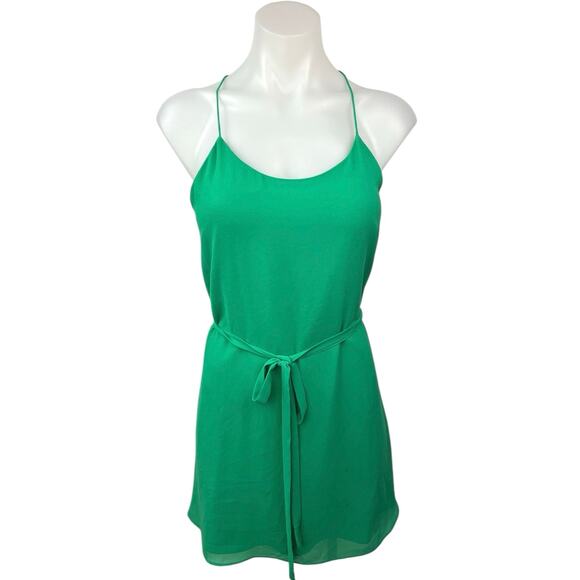 Naked Zebra Green Spaghetti Racerback Tie Mini Fit & Flare Camisole Tank Dress S - Picture 1 of 5